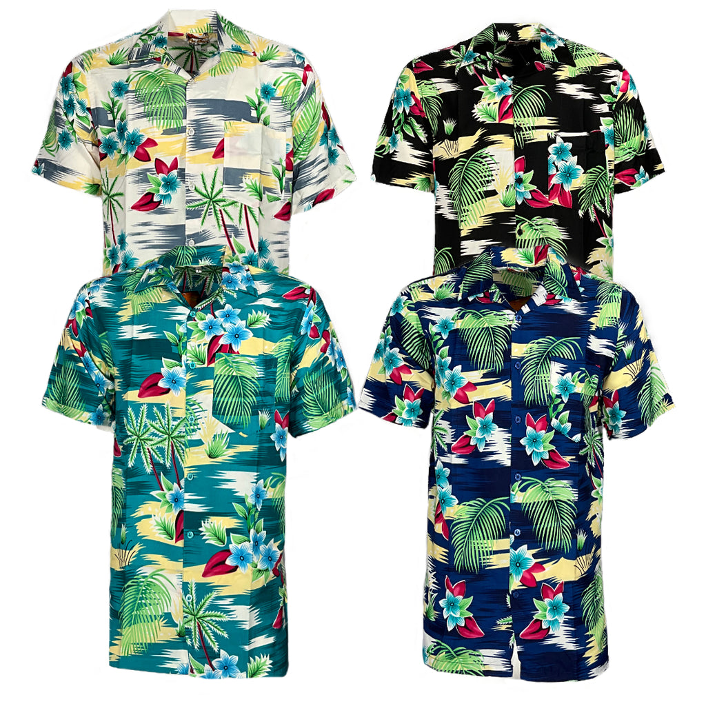 Men's Shirt Hawaiian Print Style Summer Button Down Beach Short Sleeve T-Shirt