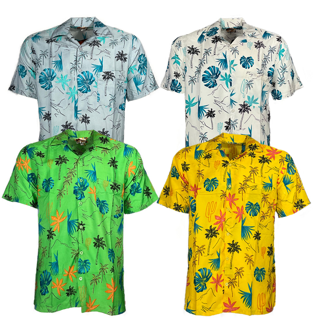 Men's Shirt Hawaiian Print Style Short Sleeve Button Down Summer Beach T-Shirt