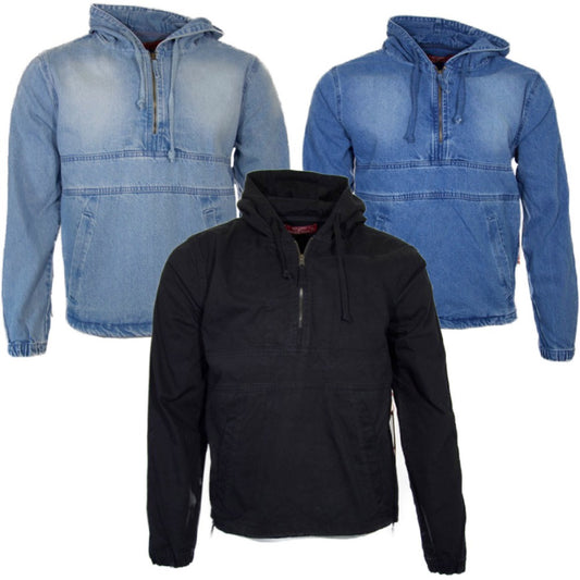 Women's Hoodie Premium Cotton Casual Half Zip Pullover Denim Jean Outerwear