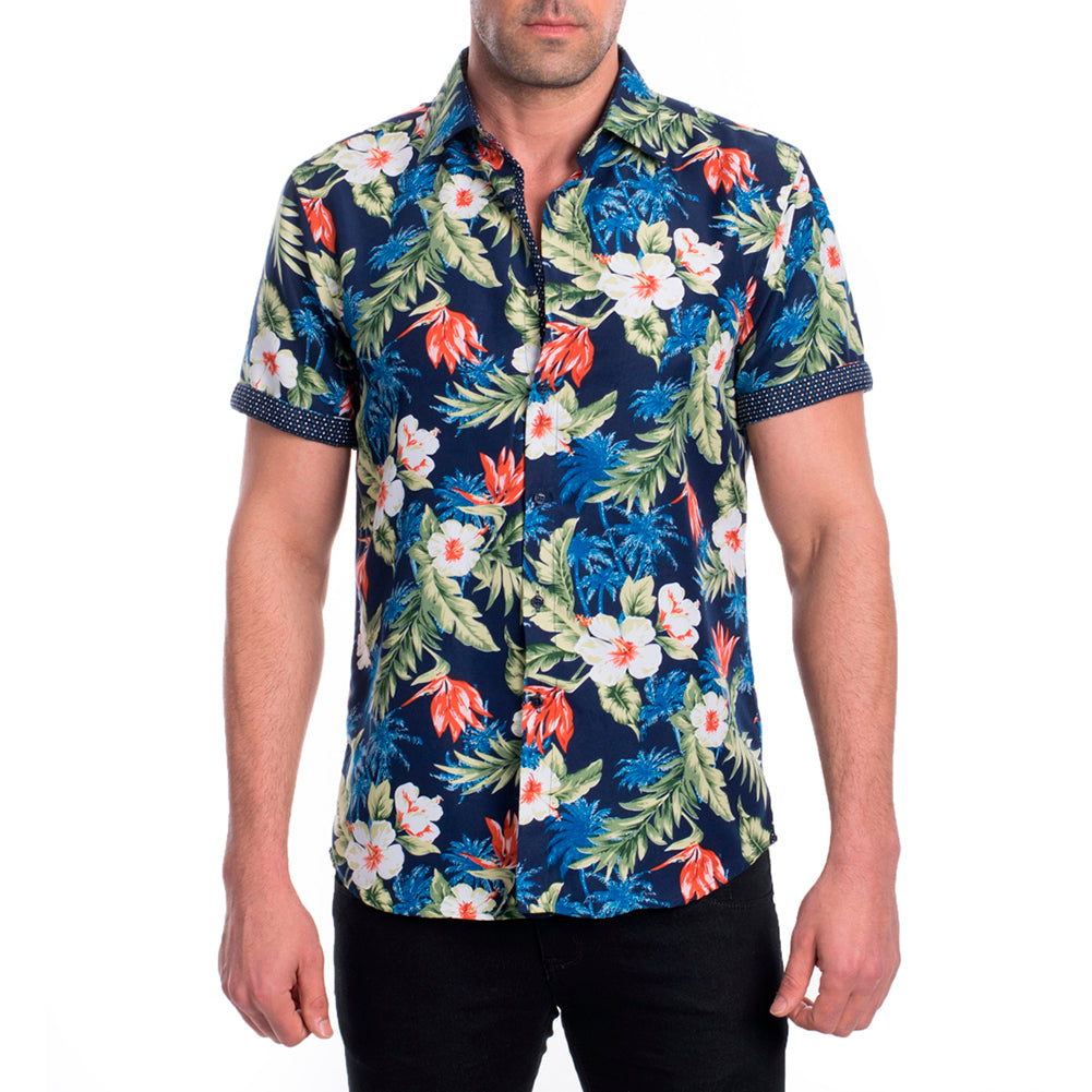 Navy - White Hibiscus