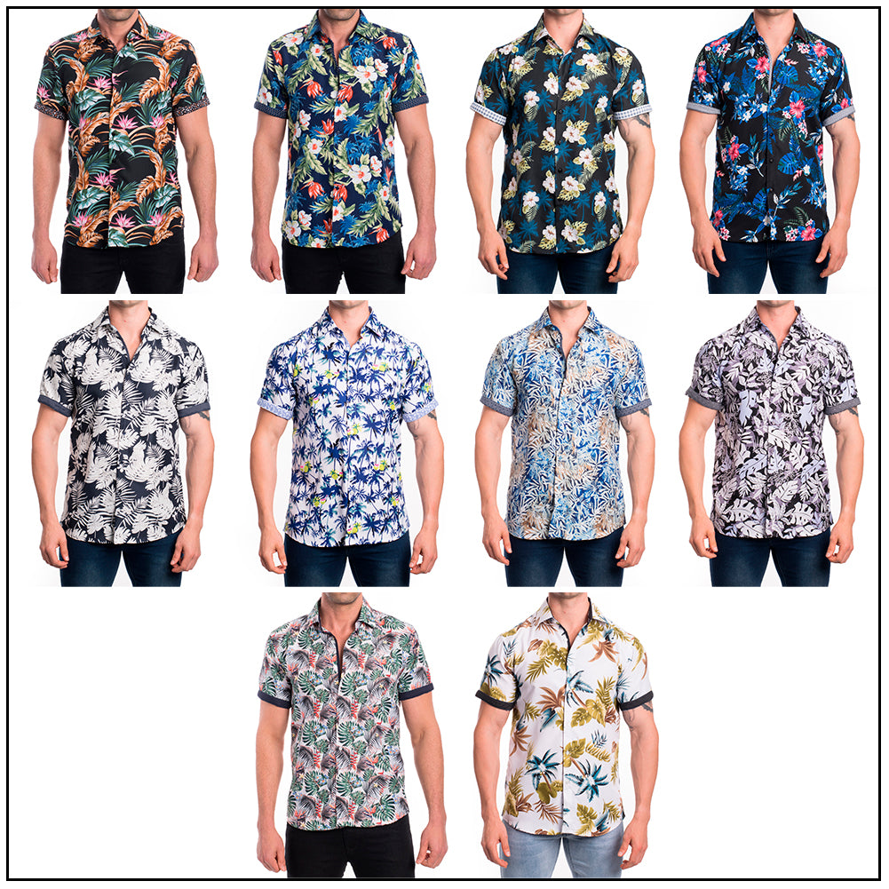 Mens Hawaiian Shirt Short Sleeve Tropical Beach Aloha Holiday Print Casual Fit