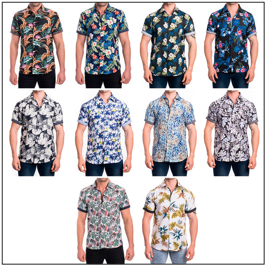 Mens Hawaiian Shirt Short Sleeve Tropical Beach Aloha Holiday Print Casual Fit