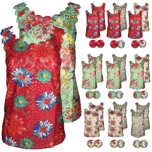 DBFL C Mode Ladies 2 Pack Sleeveless Metallic Mesh Back Top One Size