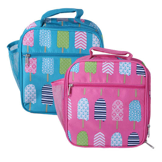 DBFL Mesh Side Pocket Mylar Interior Insulated Popsicle Printed Lunch Bag
