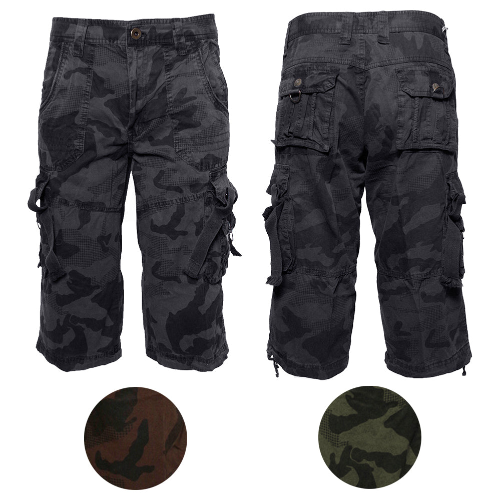 Men's Camo Cargo Shorts Army Combat Multiple Pocket Cotton Relaxed Fit