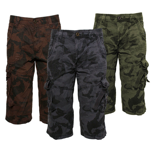 Men's Camo Cargo Shorts Army Combat Multiple Pocket Cotton Relaxed Fit