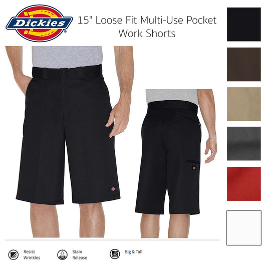 Dickies Men's Loose Fit Multi Pocket 41283 15" Work Shorts