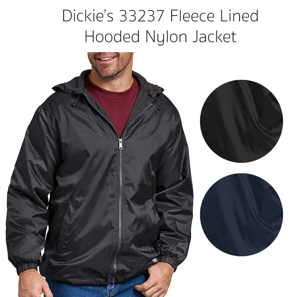 Dickies Men's 33237 Fleece Lined Hooded Nylon Water Resistant Jacket