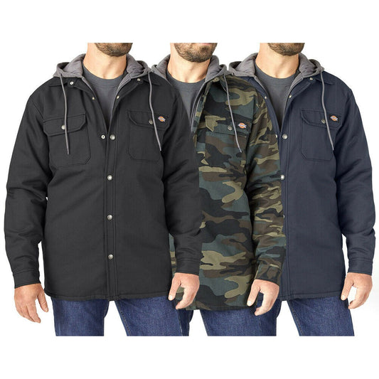 Dickies Men's Jacket Fleece Hooded Duck Shirt Coat with Hydroshield TJ213
