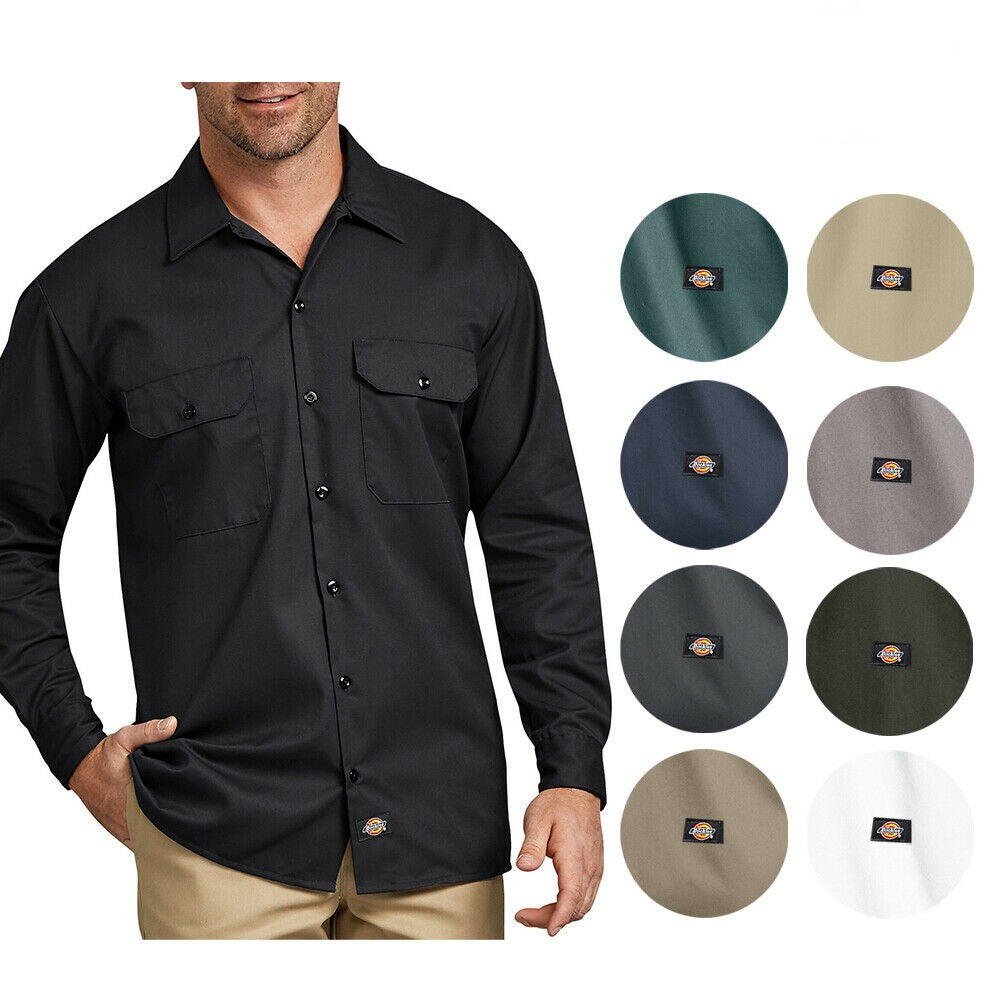 Dickies Men's 574 Long Sleeve Traditional  Button Front Uniform Work Shirt