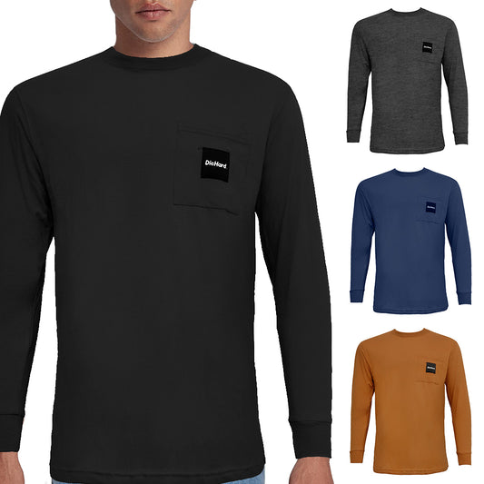 DieHard Men's Casual Wear DH119LS Long Sleeve Pocket Crew Neck T Shirt