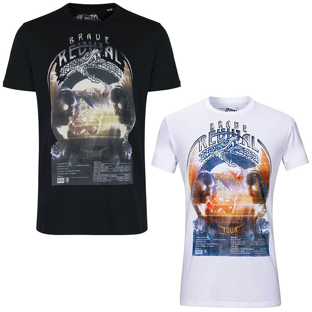 Diesel Men's 00S7VL Short Sleeve Brave Revival Tour Graphic T-Shirt