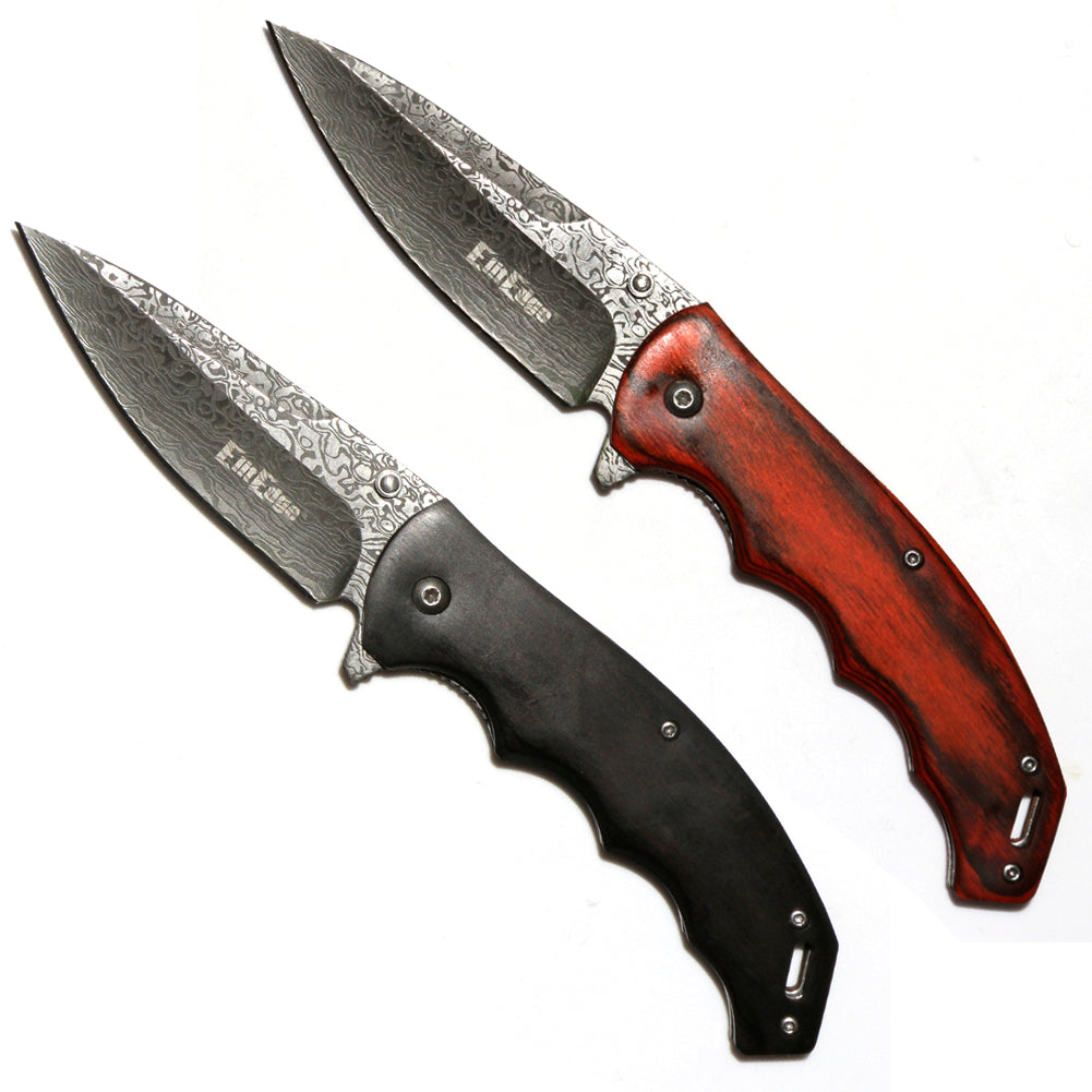 ELITEDGE 4-3/4” Closed Assisted Spring Wood Handle Pocket Blade Knife 10-936