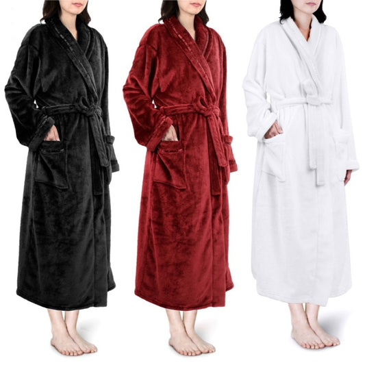 Women's Robe Super Soft Plush Loungewear With Belt and Front Pockets Sleepwear