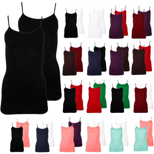 DBFL Fabric & Fabric Ladies 2 Pack Spaghetti Strap Tank One Size