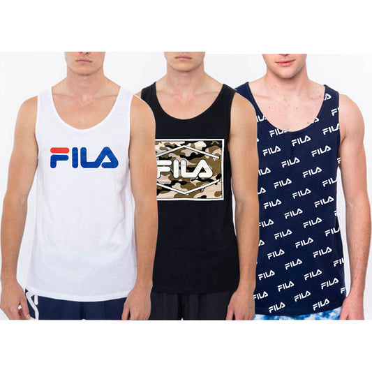 Fila Men's Tank Top Casual Round Neck Logo Print Sleeveless Athletic Workout Tee