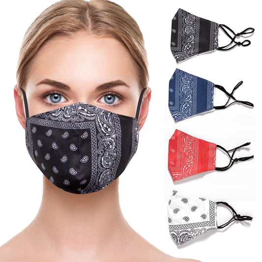 Bandana Face Cover Mask Polyester Cotton Blend Color Paisley Print DBFL