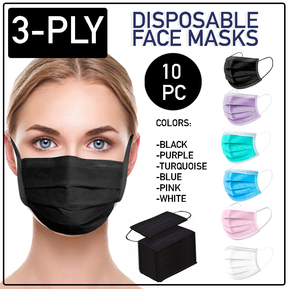 Disposable Face Mask 10 PCS 3-Ply Dental Medical Ear-Loop Mouth Cover