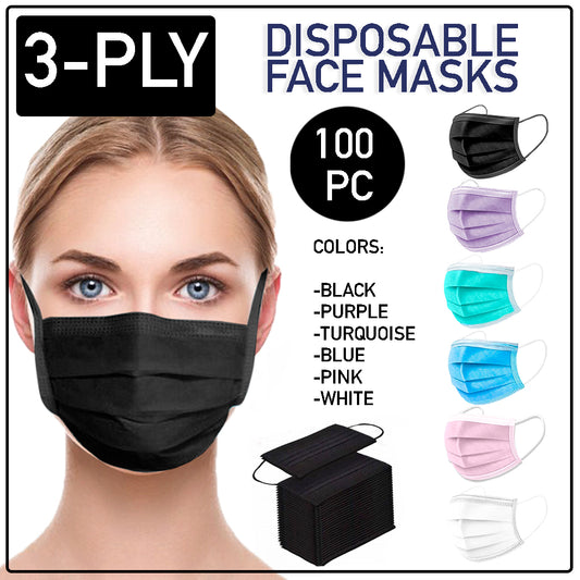 Disposable Face Mask 100 PCS 3-Ply Dental Medical Ear-Loop Mouth Cover