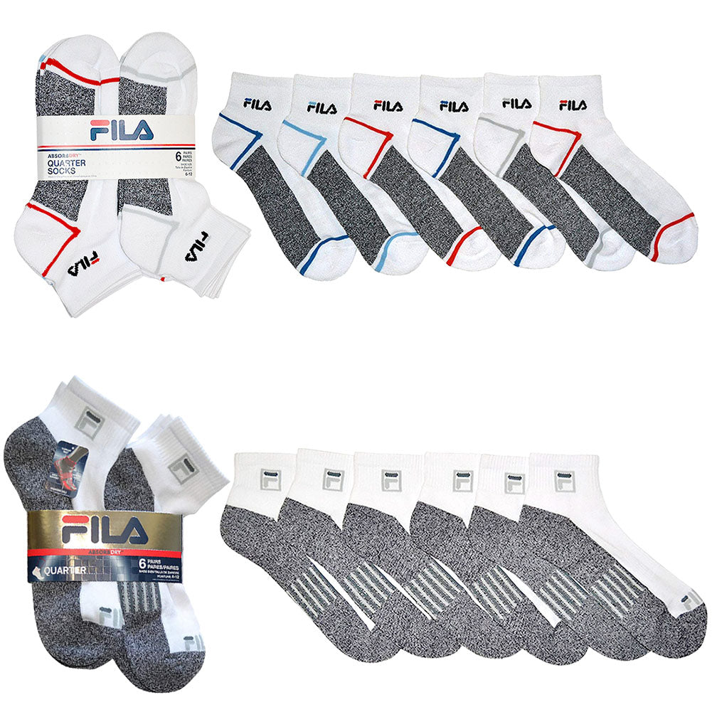 Fila Men's 6 Pairs AbsorbDry Athletic Quarter Socks