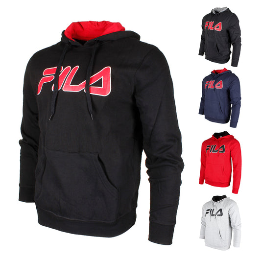 Fila Men's Filled Outline Graphic Logo Front Pocket Heavy Fleece Hoodie