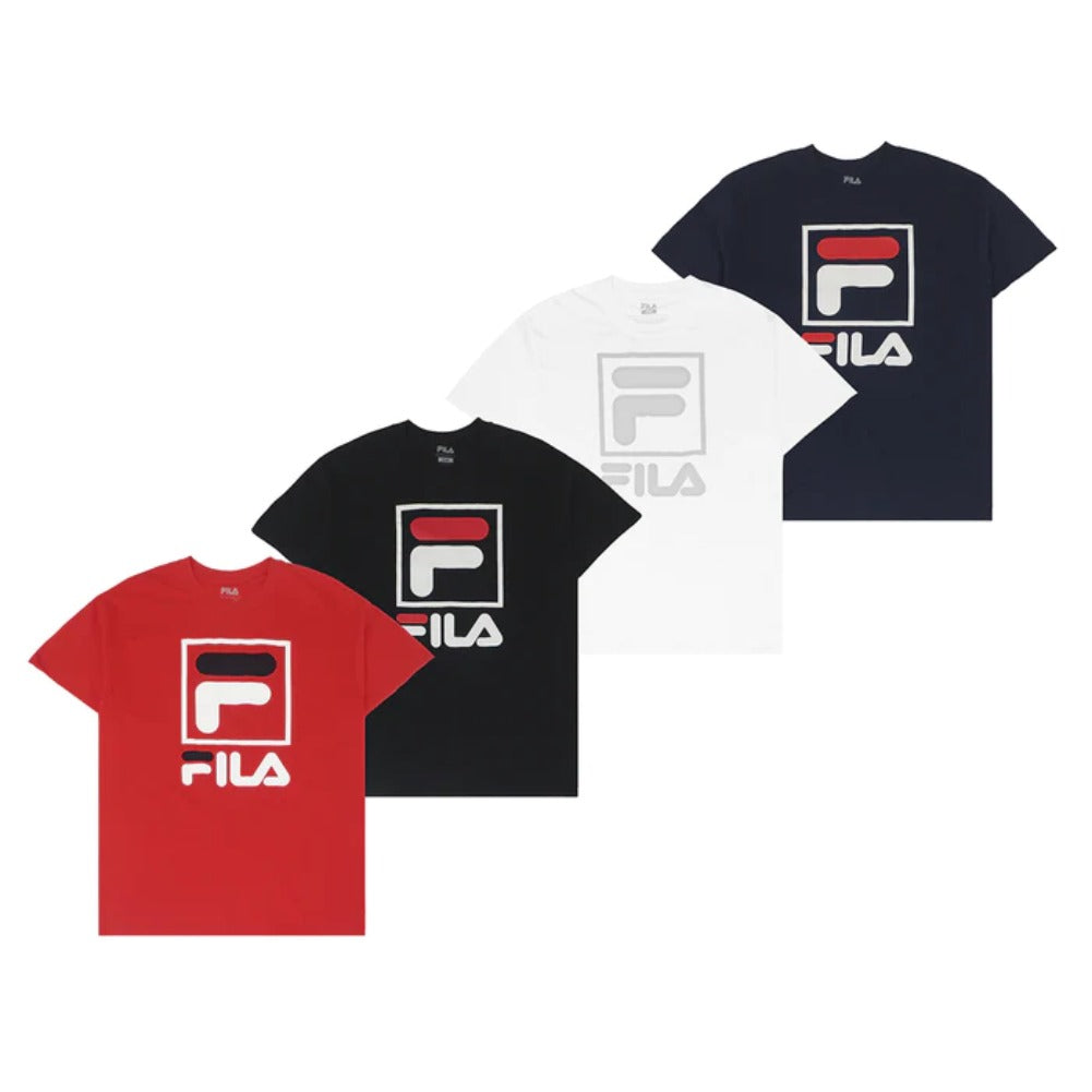 Fila Men's T-Shirt Stacked Graphic Print Cotton Short Sleeve Tee Shirt