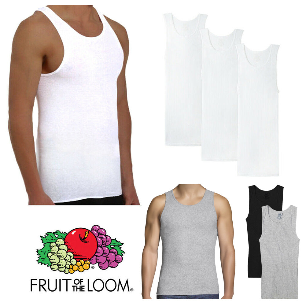 Fruit Of The Loom Men's 3 Pack Tank Top Tag-Free Cotton Athletic A-Shirts