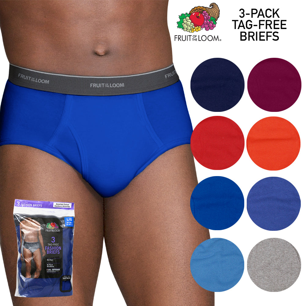 Fruit of The Loom Men's 3 Pack Dual Defense Tag-Free No Pinch Fashion Briefs