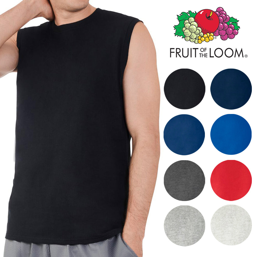 Fruit Of The Loom Men's Sleeveless Crew Neck Cotton Comfort Muscle Tee