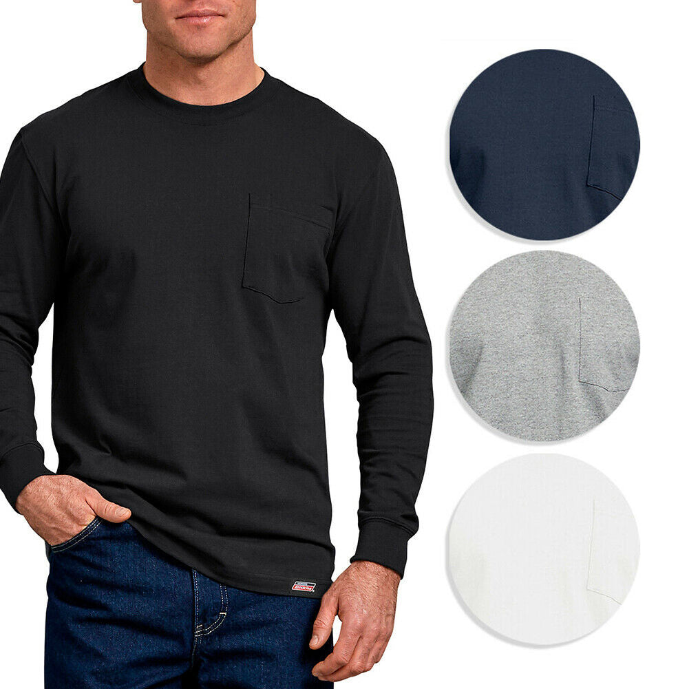 Genuine Dickies Men's CA425 Long Sleeve Heavyweight Cotton Pocket  T Shirt