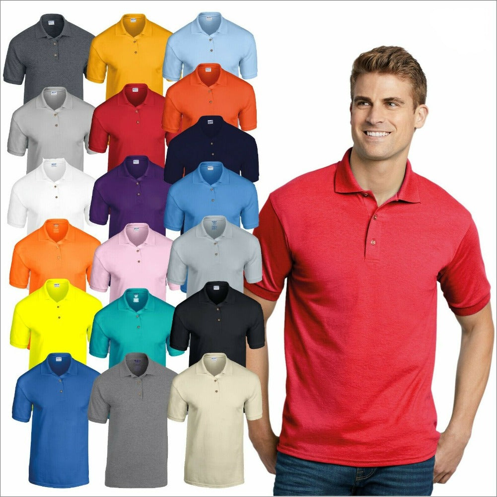 Gildan Men's Polo Shirt Performance Adult Interlock Short Sleeve Shirt 8800