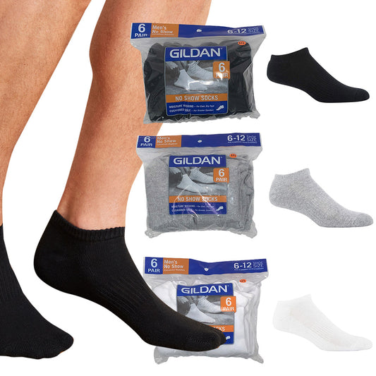 Gildan Adult Platinum Mens 6 Pack Moisture Wicking No Show Socks Size 10-13