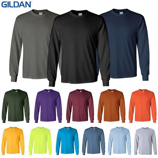 Gildan Men's Long Sleeve Shirt 2400 Ultra Cotton Crew Neck Athletic Shirt