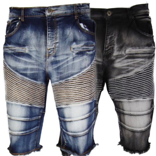 Men's Jean Shorts Denim Casual Flat Front Pocket Knee Length Dual Cargo Shorts