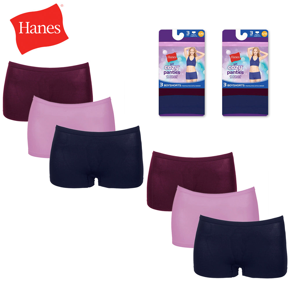 Hanes Ladies 6 Pack Tagless Lightweight and Breathable Boyshorts