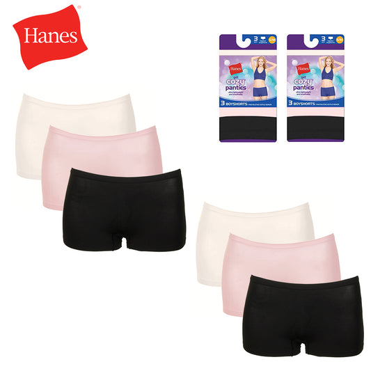 Hanes Ladies 6 Pack Tagless Lightweight and Breathable Boyshorts