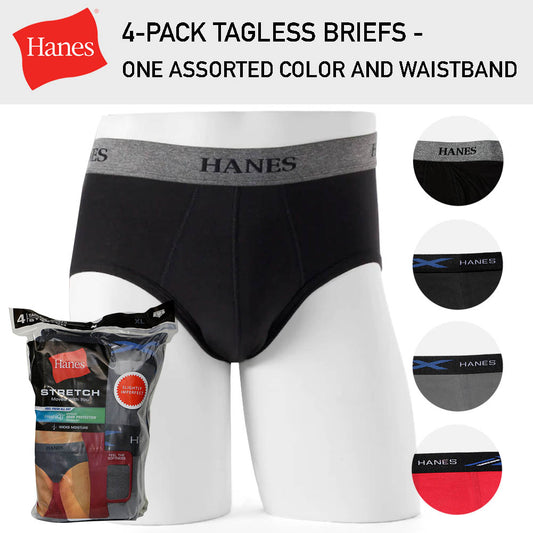 Hanes 4-Pack Men's Briefs Tagless Stretch ComfortFlex Fit One Assorted Color