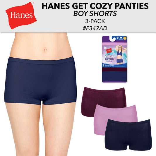 Hanes Ladies 3 Pack Tagless Lightweight and Breathable Boyshorts