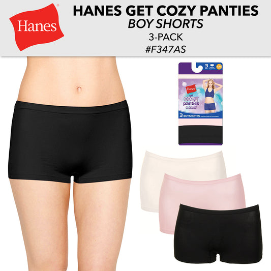 Hanes Ladies 3 Pack Tagless Lightweight and Breathable Boyshorts