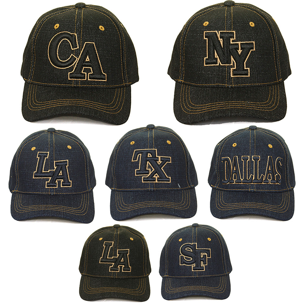 Heve Headwear Men's Embroidered City State Adjustable Cap Hat