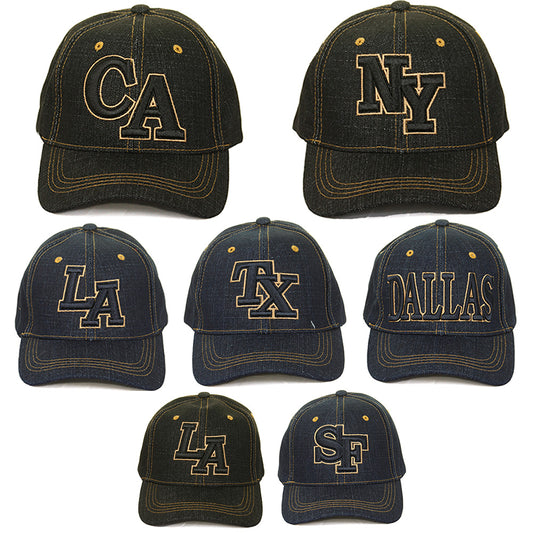 Heve Headwear Men's Embroidered City State Adjustable Cap Hat