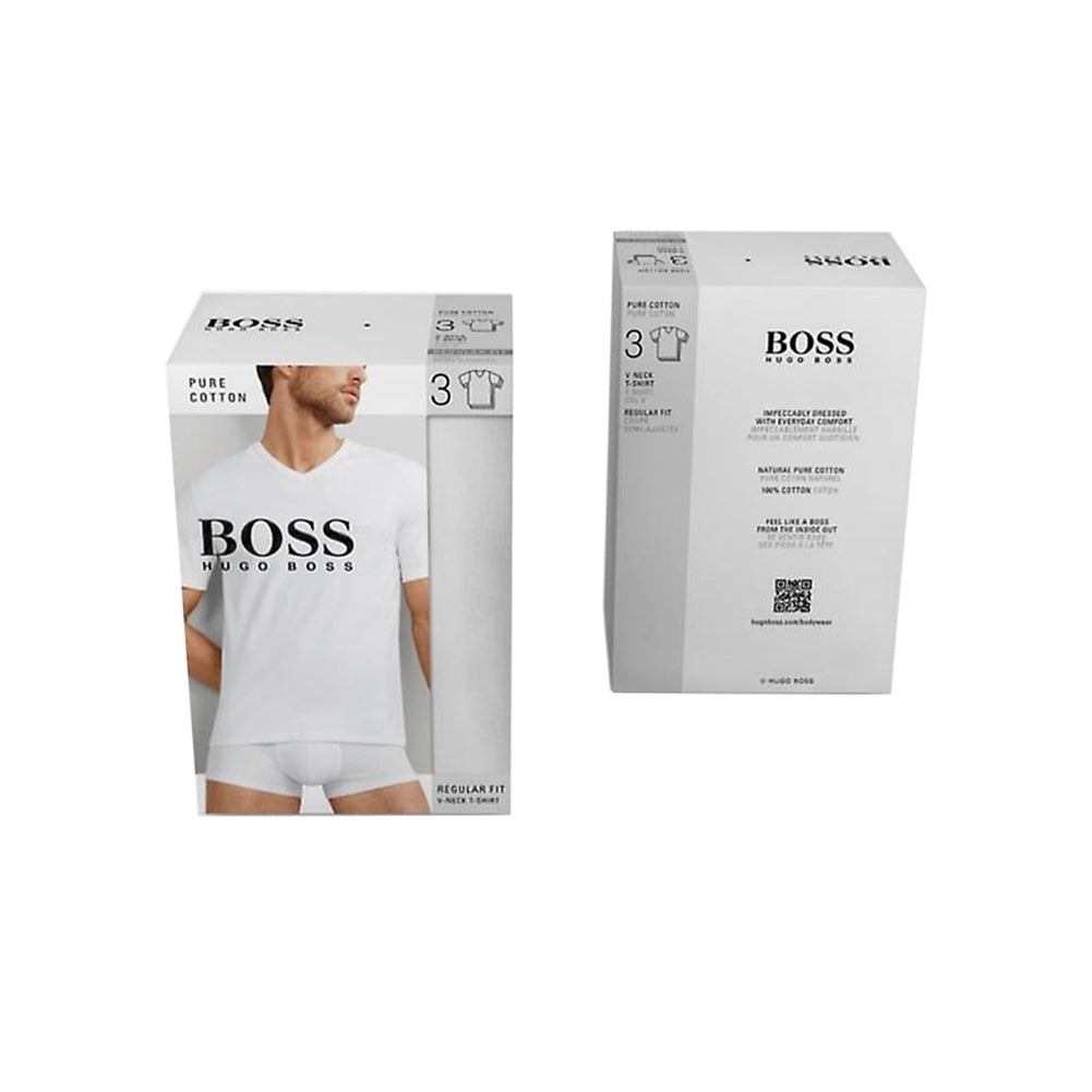 Hugo Boss Men's 3 Pack Regular Fit Pure Cotton V-Neck T-Shirts