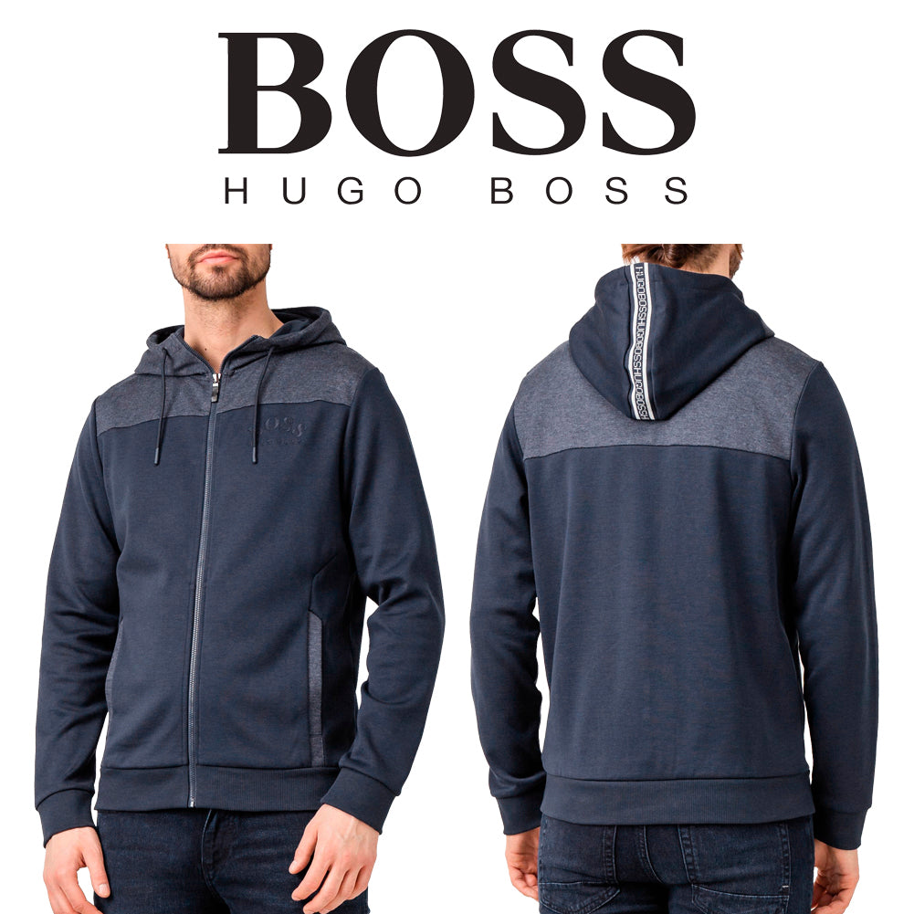 Hugo Boss Saggy Curved Logo Zip Throug Hooded Sweatshirt