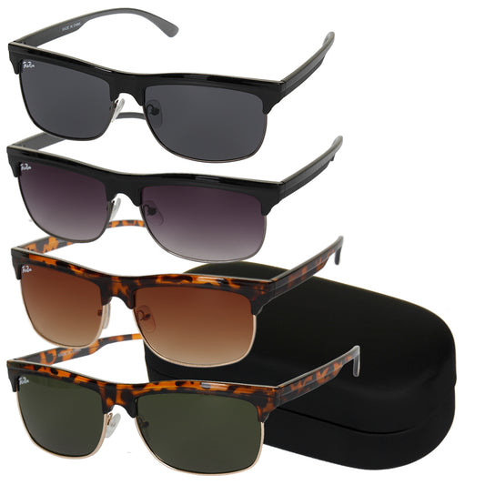 Jolie Rose Ladies Plastic Retro Square Sunglasses and Sunglass Hard Case