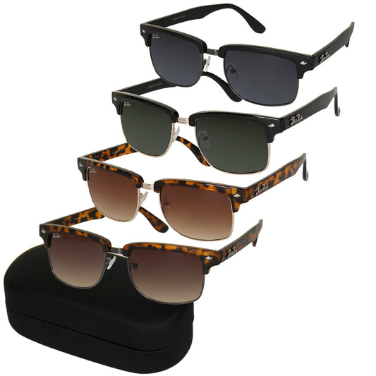 Jolie Rose Ladies Plastic Square Browline Sunglasses and Sunglass Hard Case