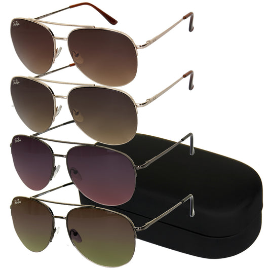 Jolie Rose Men's Metal Aviator Sunglasses and Sunglass Hard Case