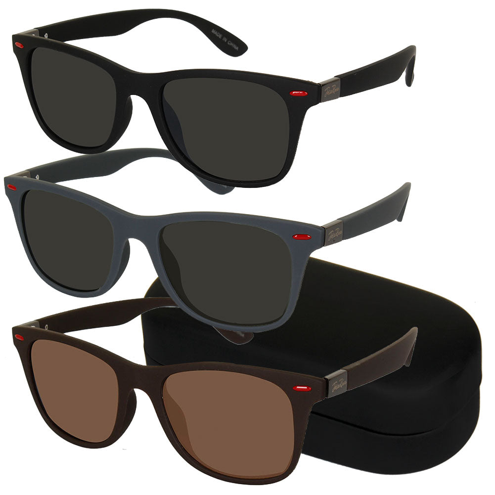 Jolie Rose Men's Plastic Retro Square Sunglasses and Sunglass Hard Case
