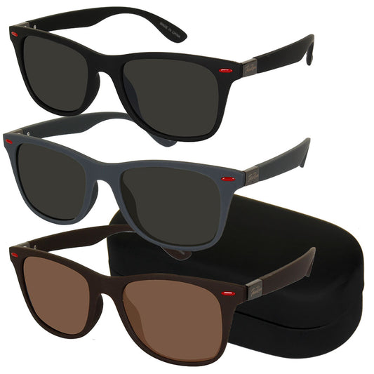 Jolie Rose Men's Plastic Retro Square Sunglasses and Sunglass Hard Case