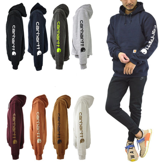 Carhartt Men's Hoodie Loose Fit Midweight Logo Sleeve Graphic Work Sweatshirt