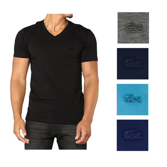 Lacoste Men's Cotton Monochromatic Logo V Neck Athletic T-Shirt